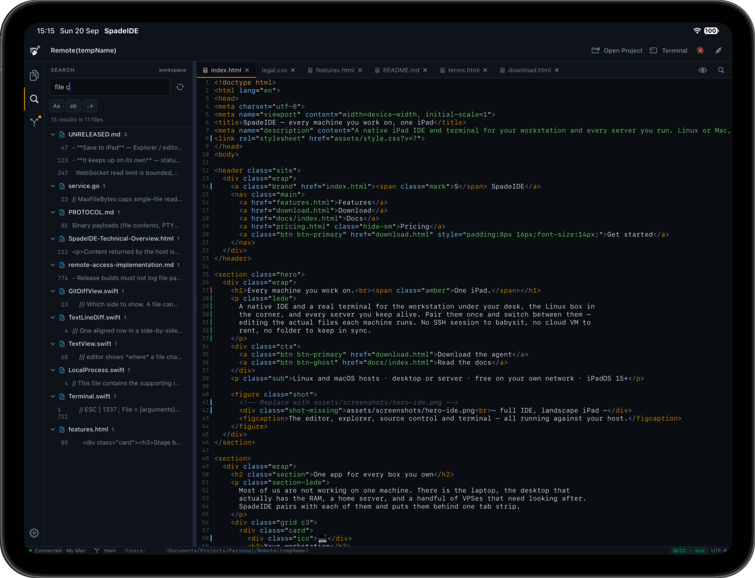 Project search results